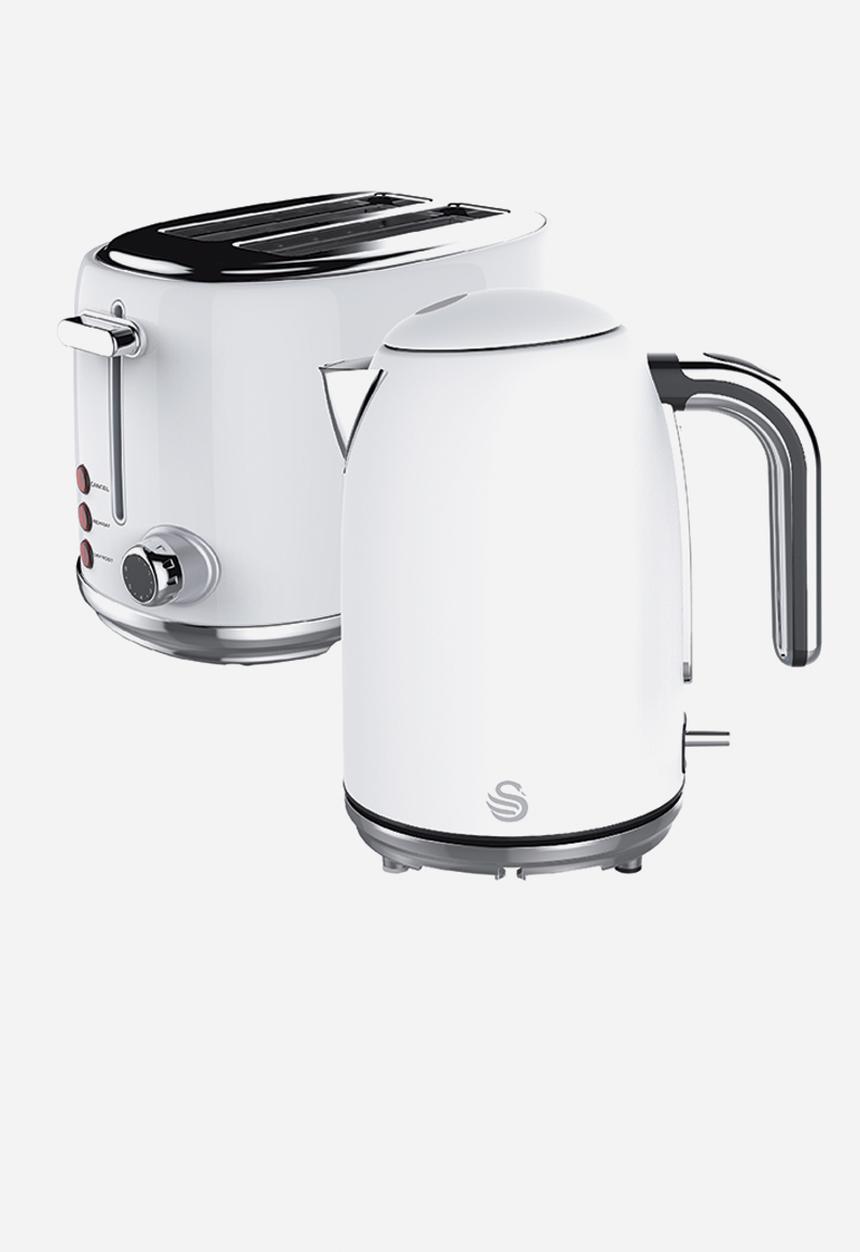 Swan - 1.7L Cordless Kettle & 2 Slice Toaster - Pearl white