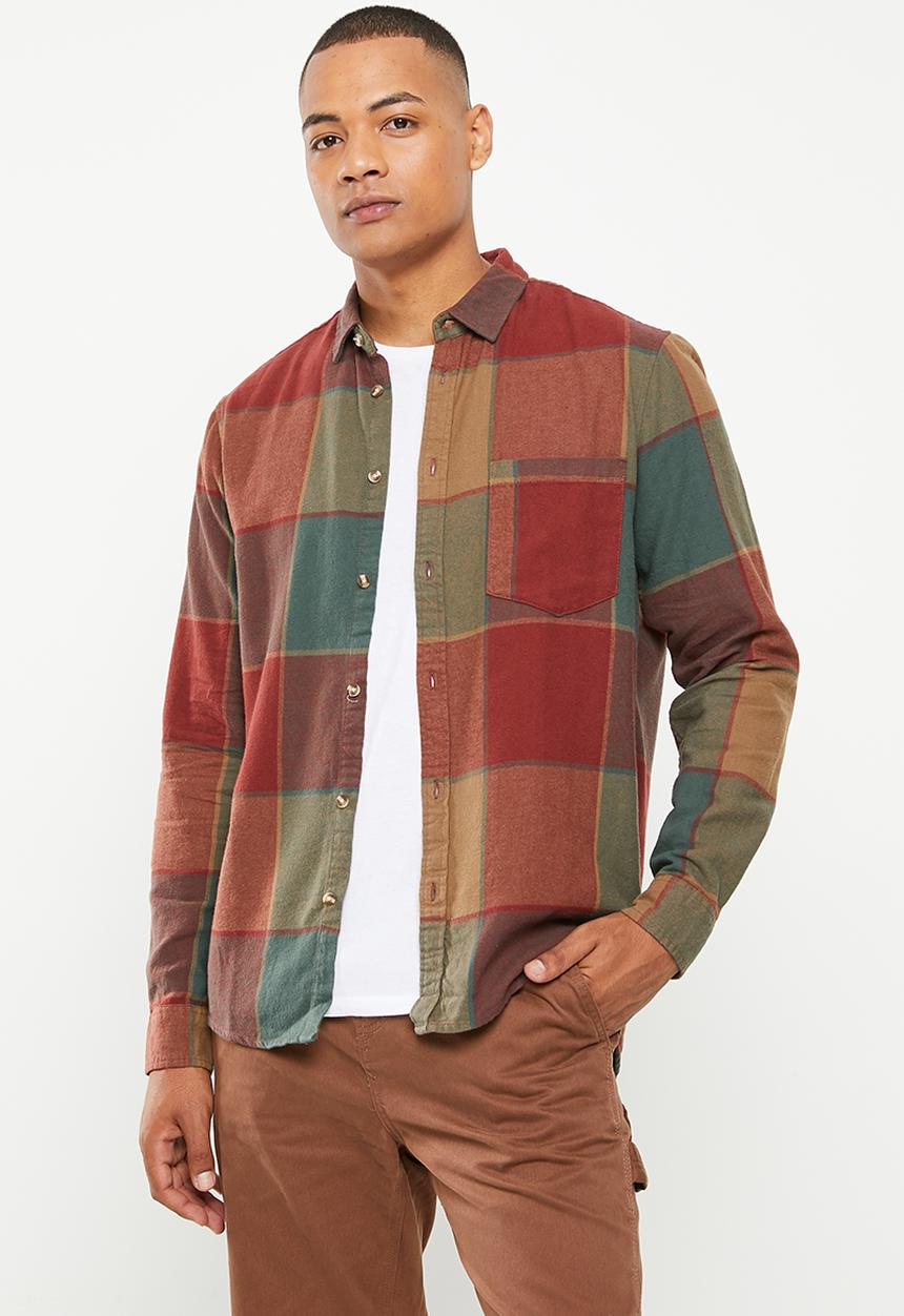 Cotton On - Camden long sleeve shirt - mustard plaid 