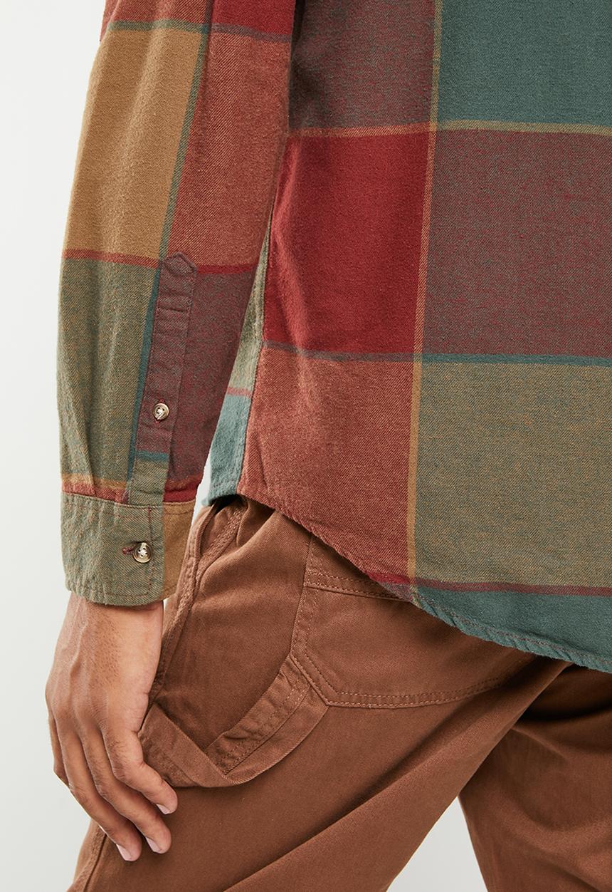 Cotton On - Camden long sleeve shirt - mustard plaid 