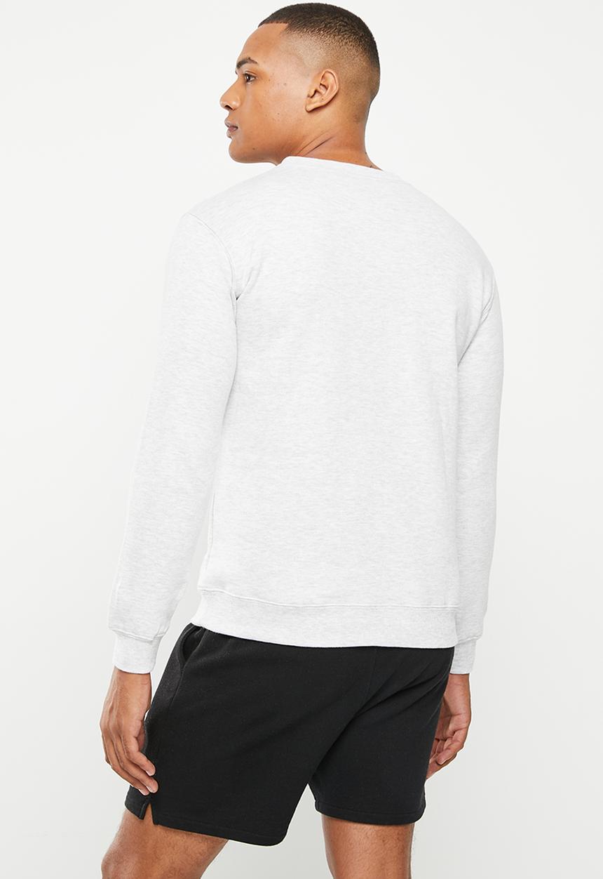 Cotton On - Graphic crew fleece - white marle/good vibes society