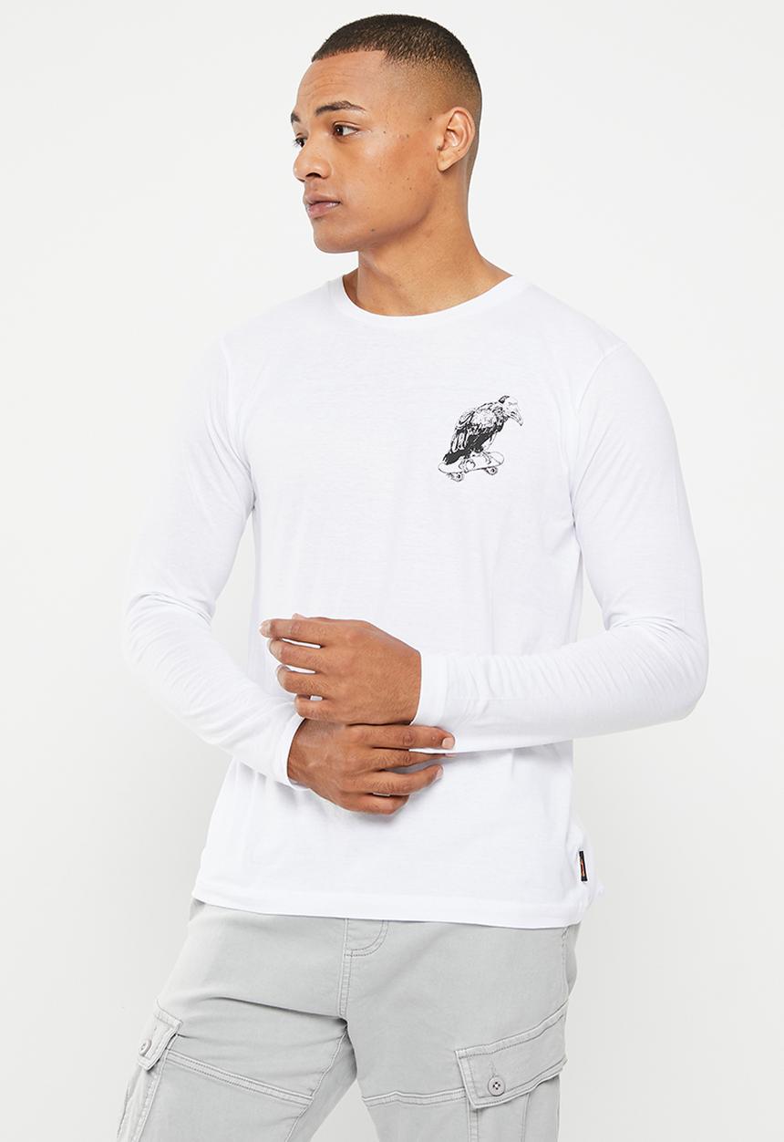 Brave Soul - Vulture long sleeve tee - white/black