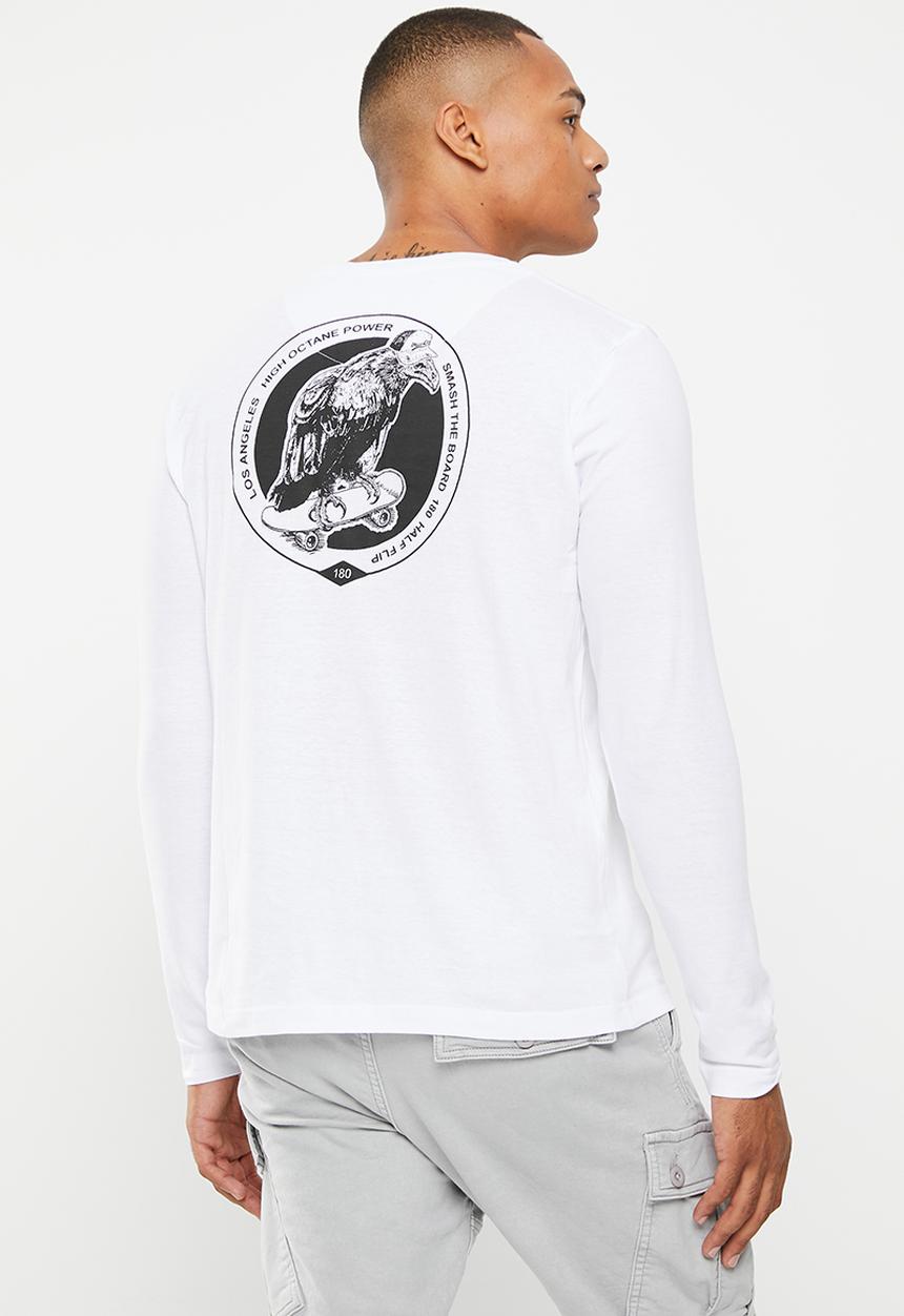Brave Soul - Vulture long sleeve tee - white/black