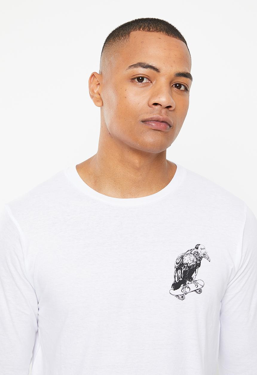 Brave Soul - Vulture long sleeve tee - white/black