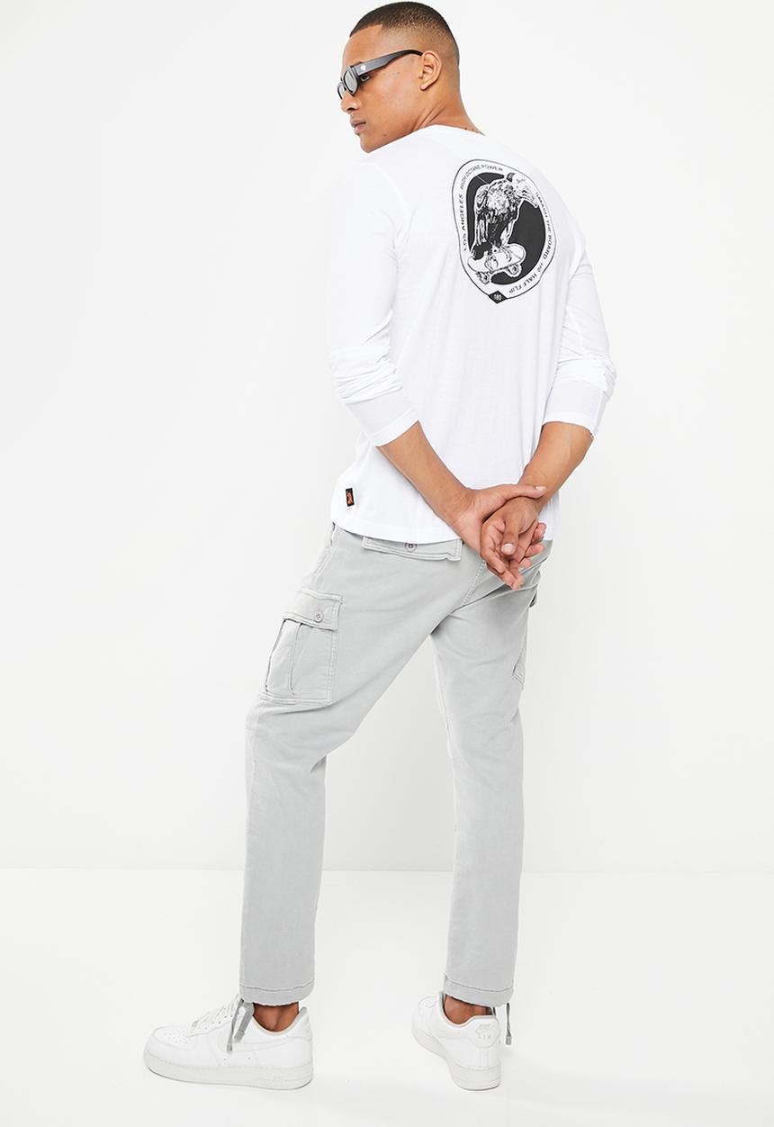 Brave Soul - Vulture long sleeve tee - white/black