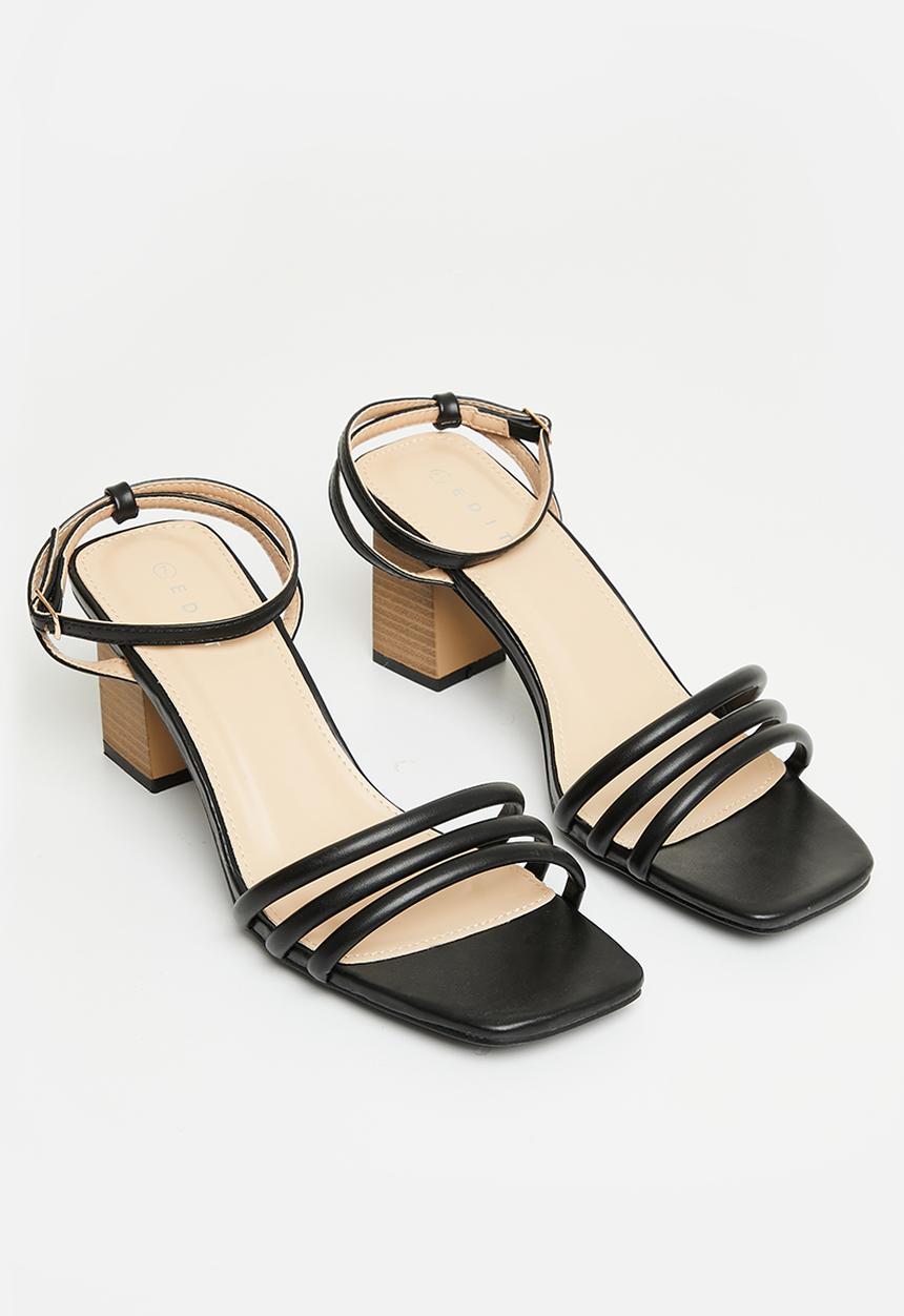 edit - Jianna anklestrap block heel - black