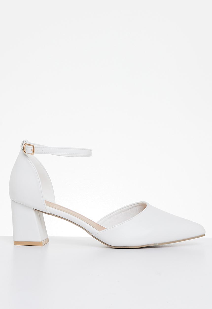 edit - Norah ankle strap block heel - white 