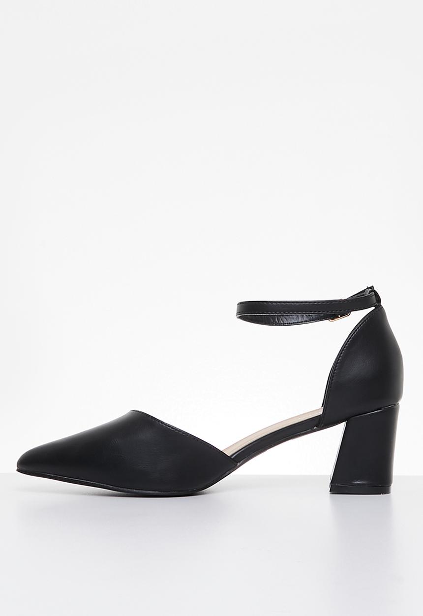 edit - Norah anklestrap block heel - black
