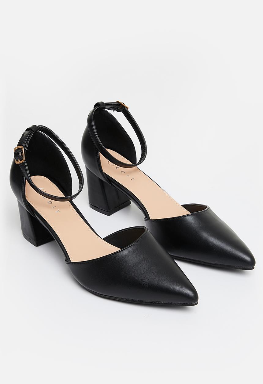 edit - Norah anklestrap block heel - black