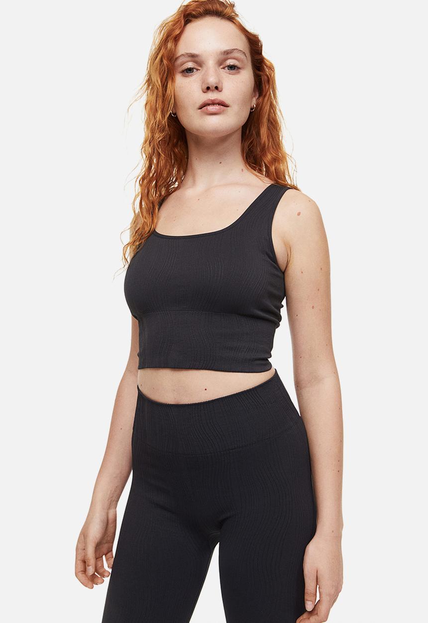 H&M - Seamless medium support sports bra - dark grey