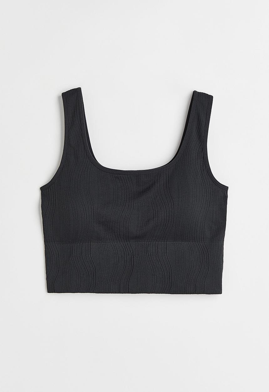 H&M - Seamless medium support sports bra - dark grey