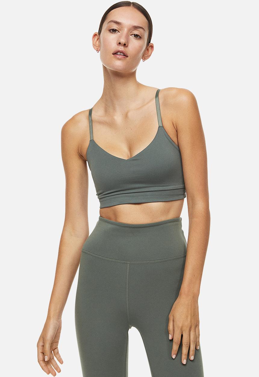 H&M - Light support sports bra in softmove™ - dark khaki green