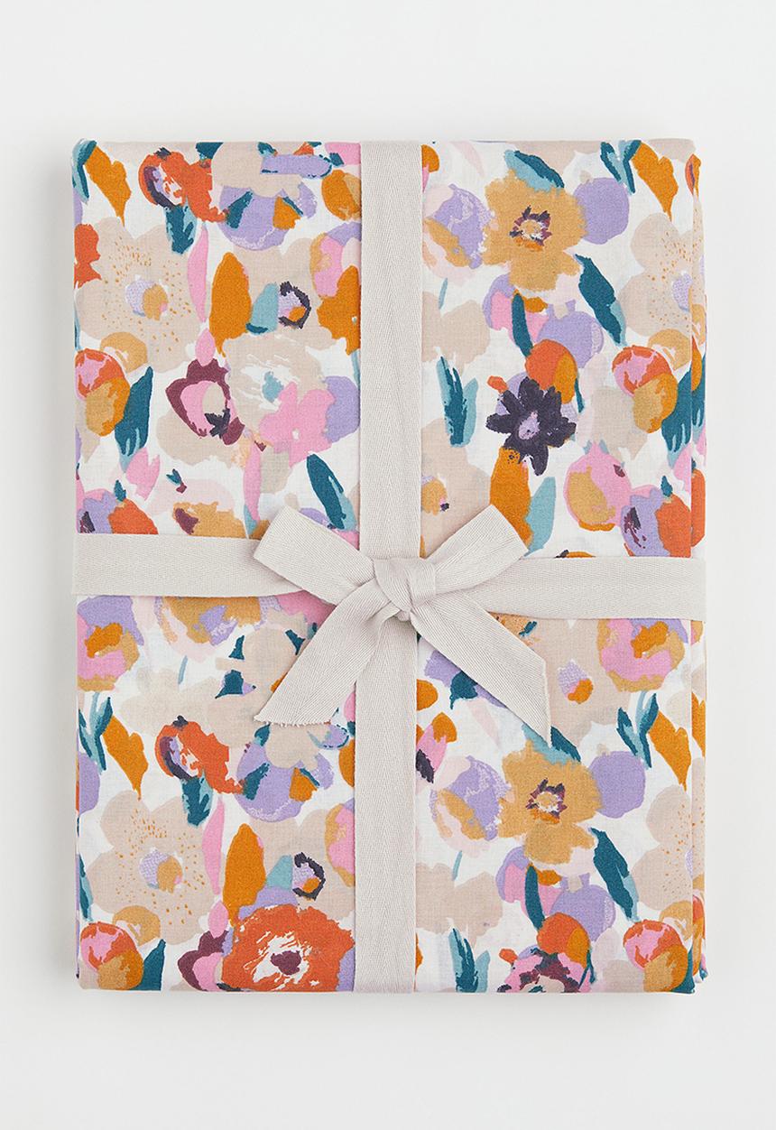 H&M - Floral double/king duvet cover set - beige/multi