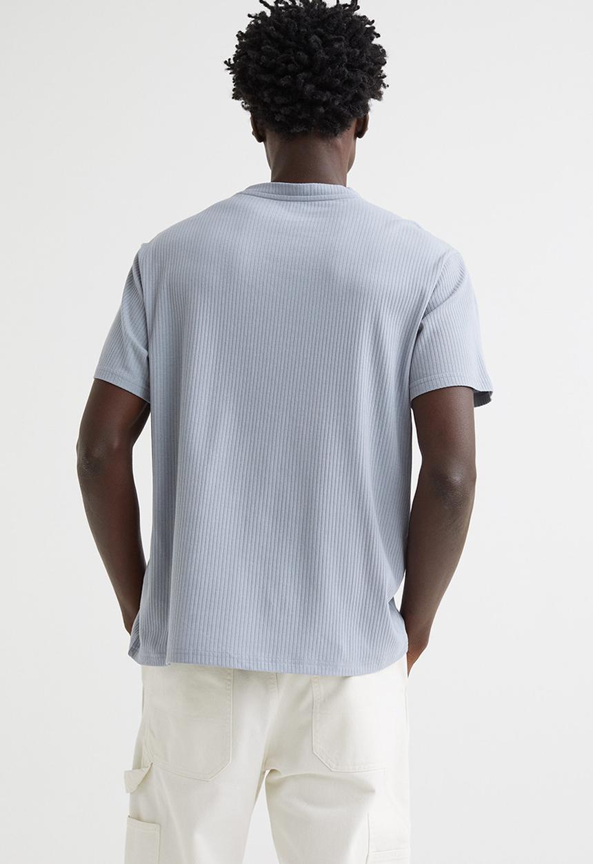 H&M - Regular fit ribbed cotton T-shirt - steel grey