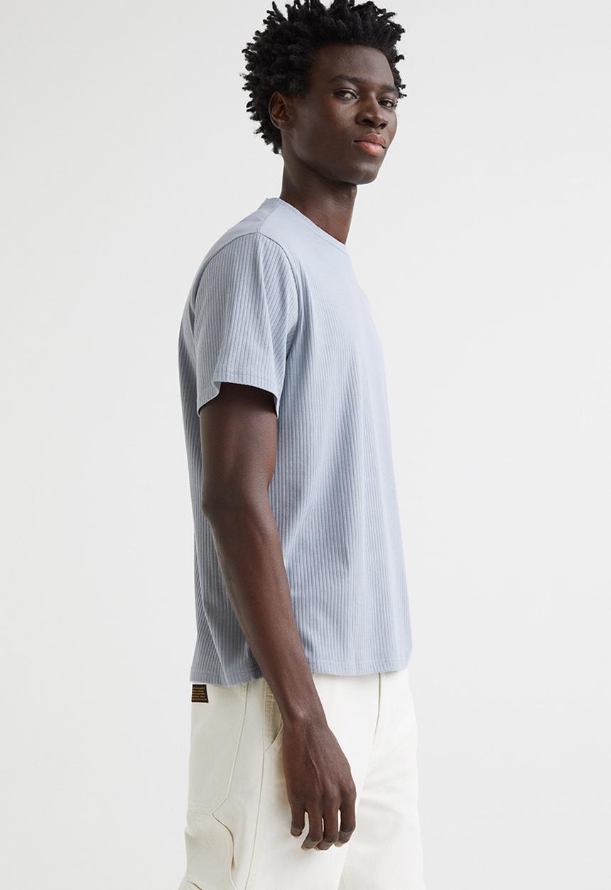 H&M - Regular fit ribbed cotton T-shirt - steel grey