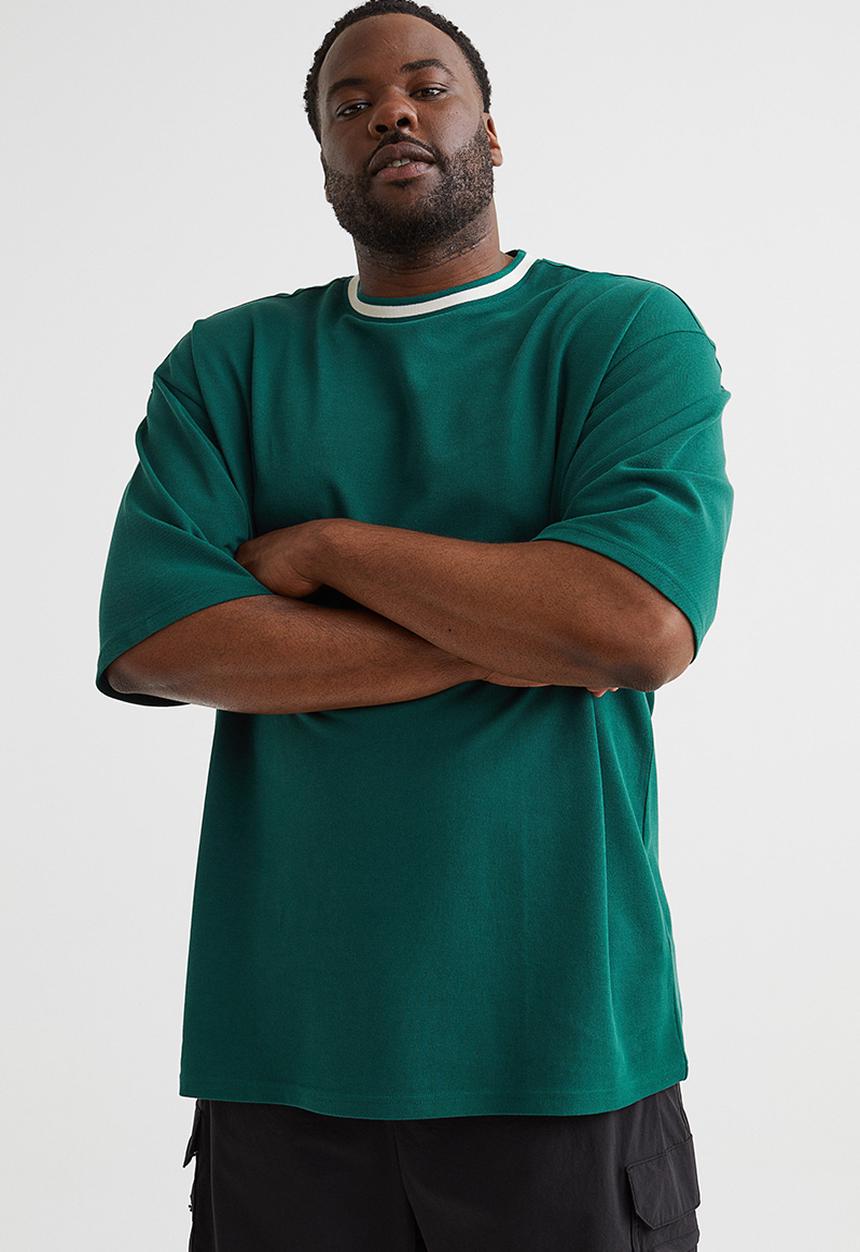 H&M - Oversized fit piqué T-shirt - dark turquoise