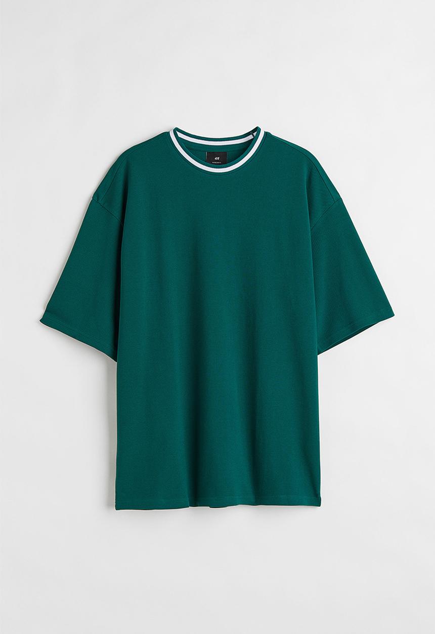 H&M - Oversized fit piqué T-shirt - dark turquoise