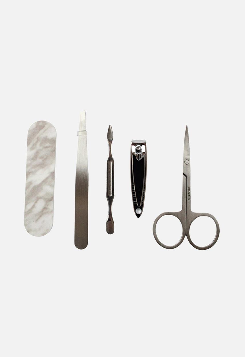 Glam Beauty - 5 Piece Marble Metallic Manicure Set - Stainless Steel