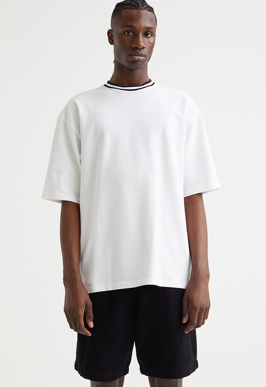H&M - Oversized fit piqué T-shirt - white