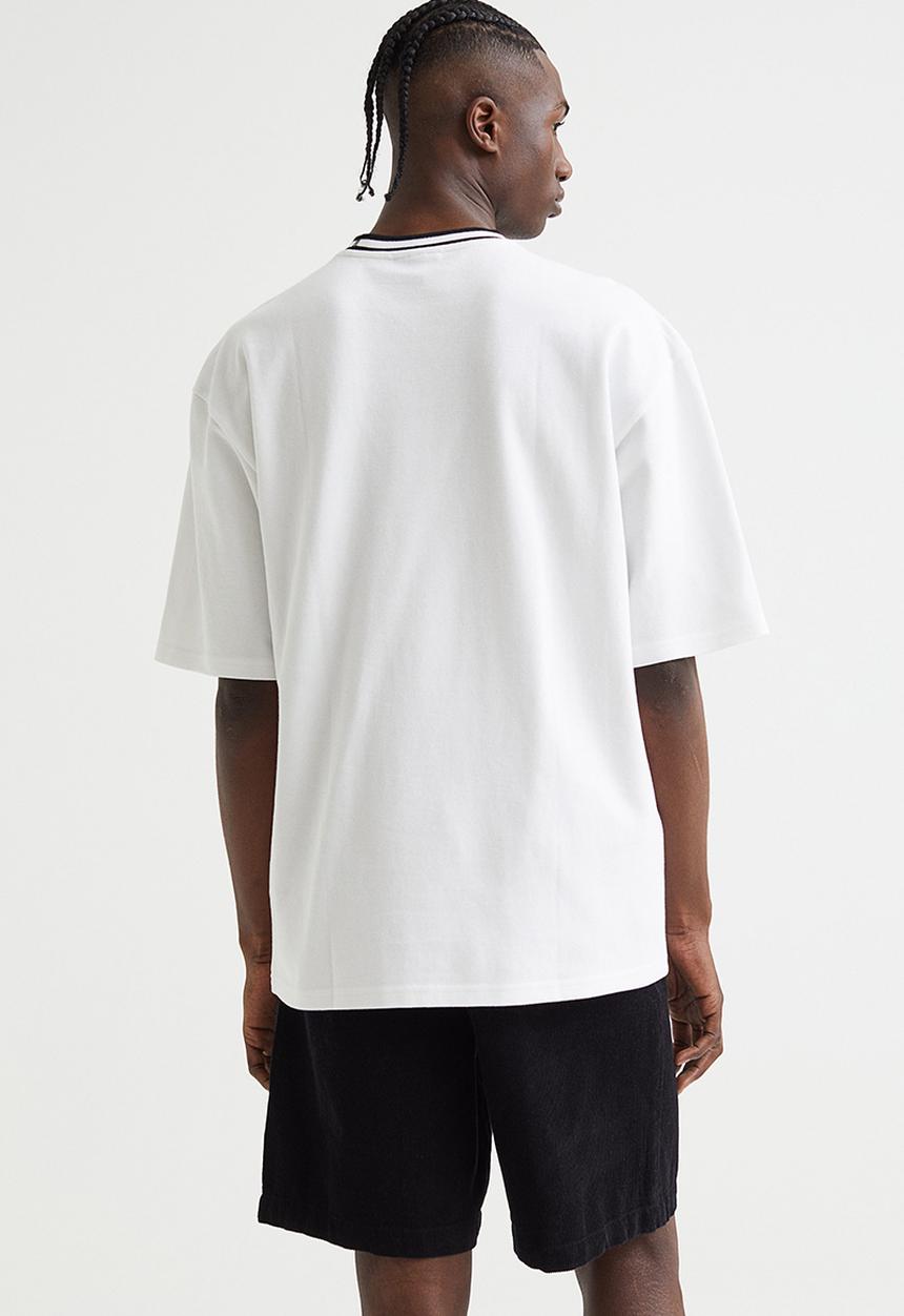 H&M - Oversized fit piqué T-shirt - white