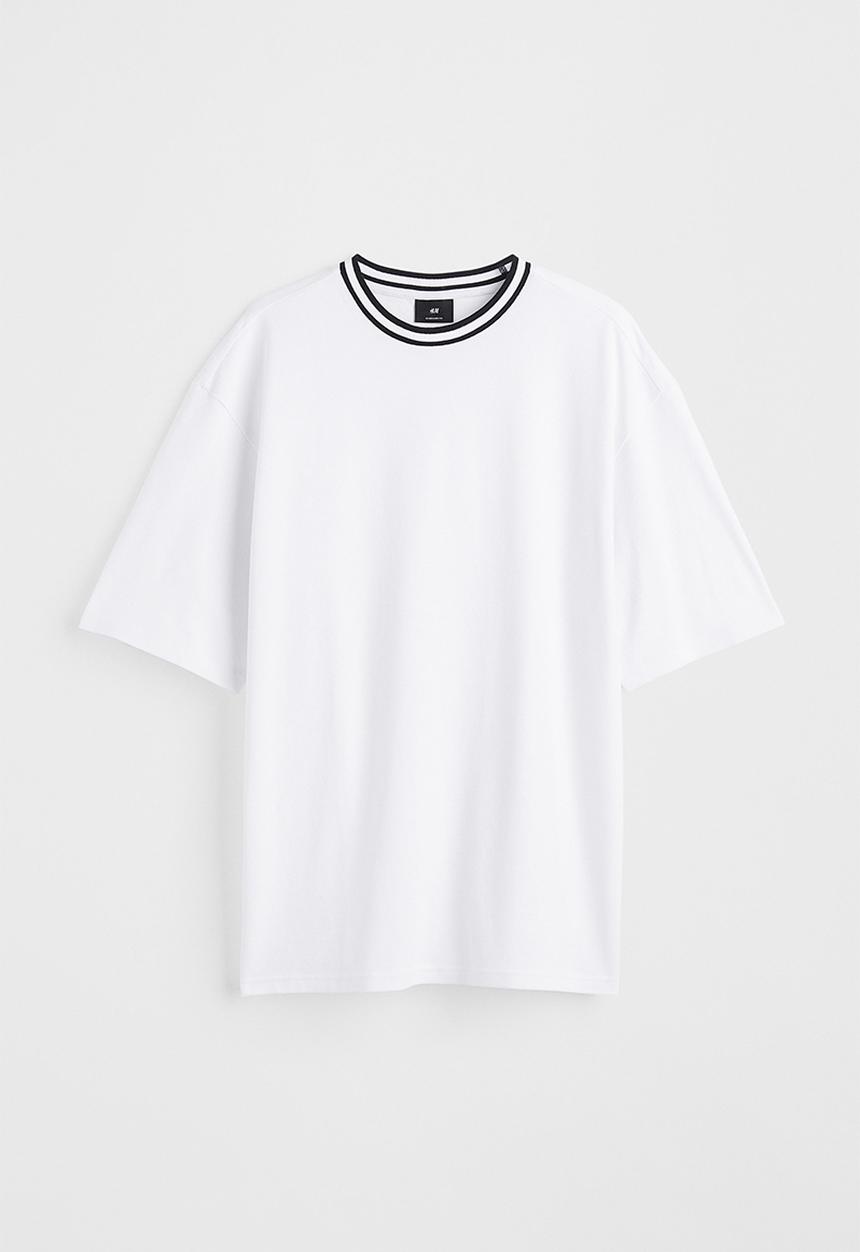 H&M - Oversized fit piqué T-shirt - white