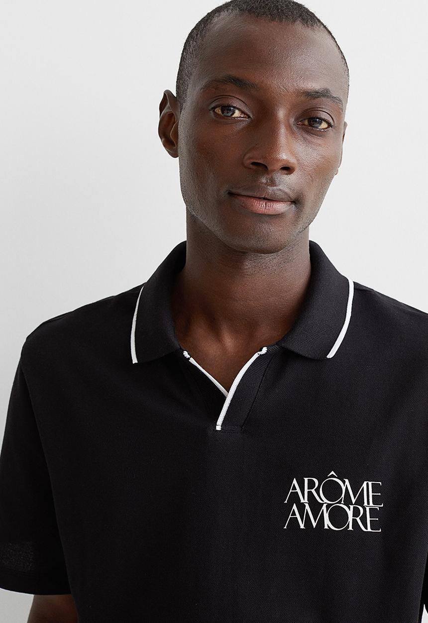 H&M - Regular fit polo shirt - black/arôme