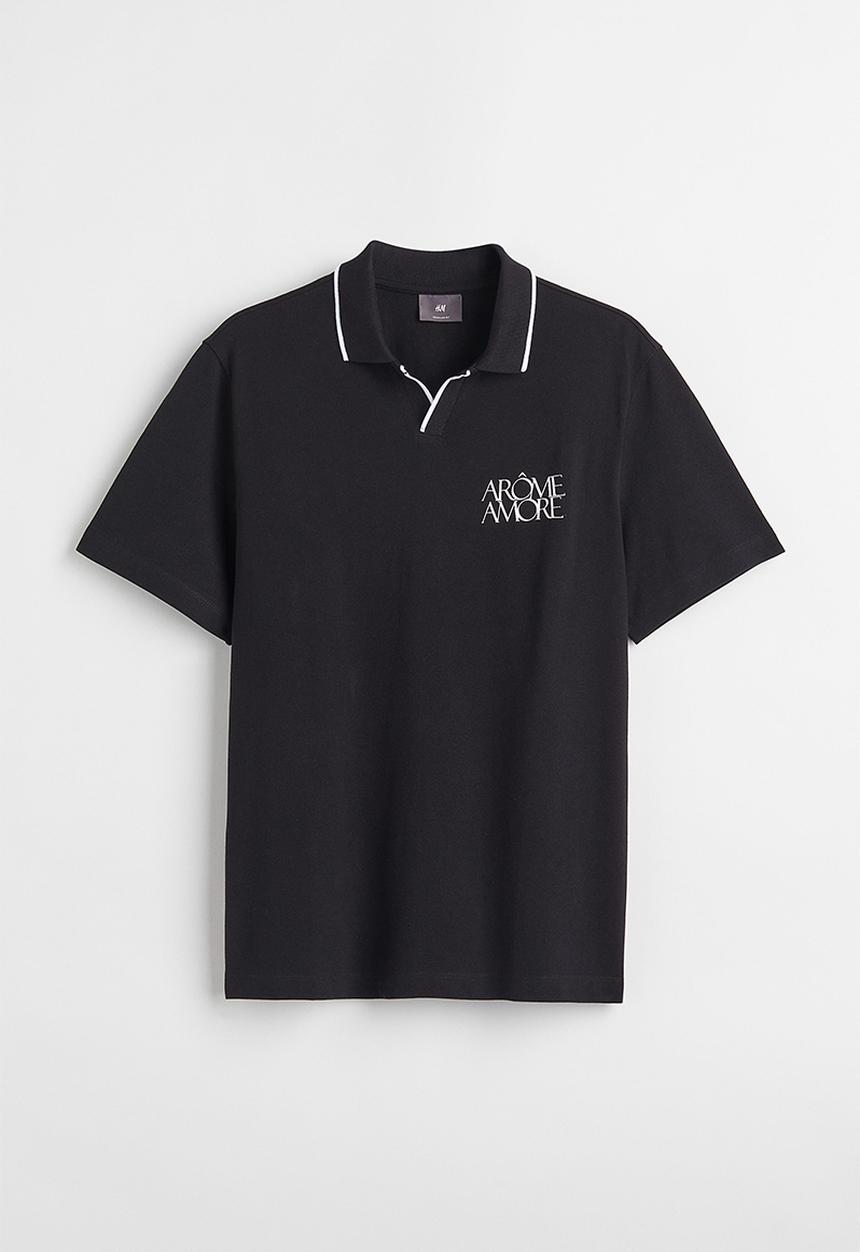 H&M - Regular fit polo shirt - black/arôme