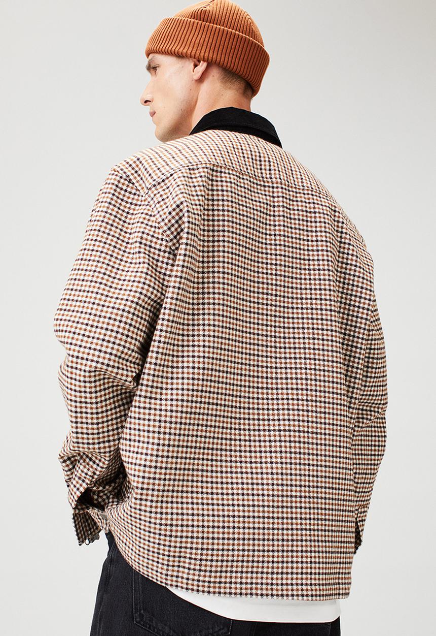 H&M - Relaxed fit twill overshirt - beige/black checked