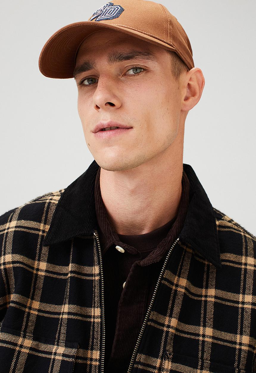 H&M - Relaxed fit twill overshirt - black/beige checked