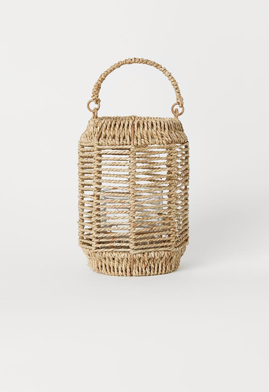 H&M - Seagrass candle lantern - beige