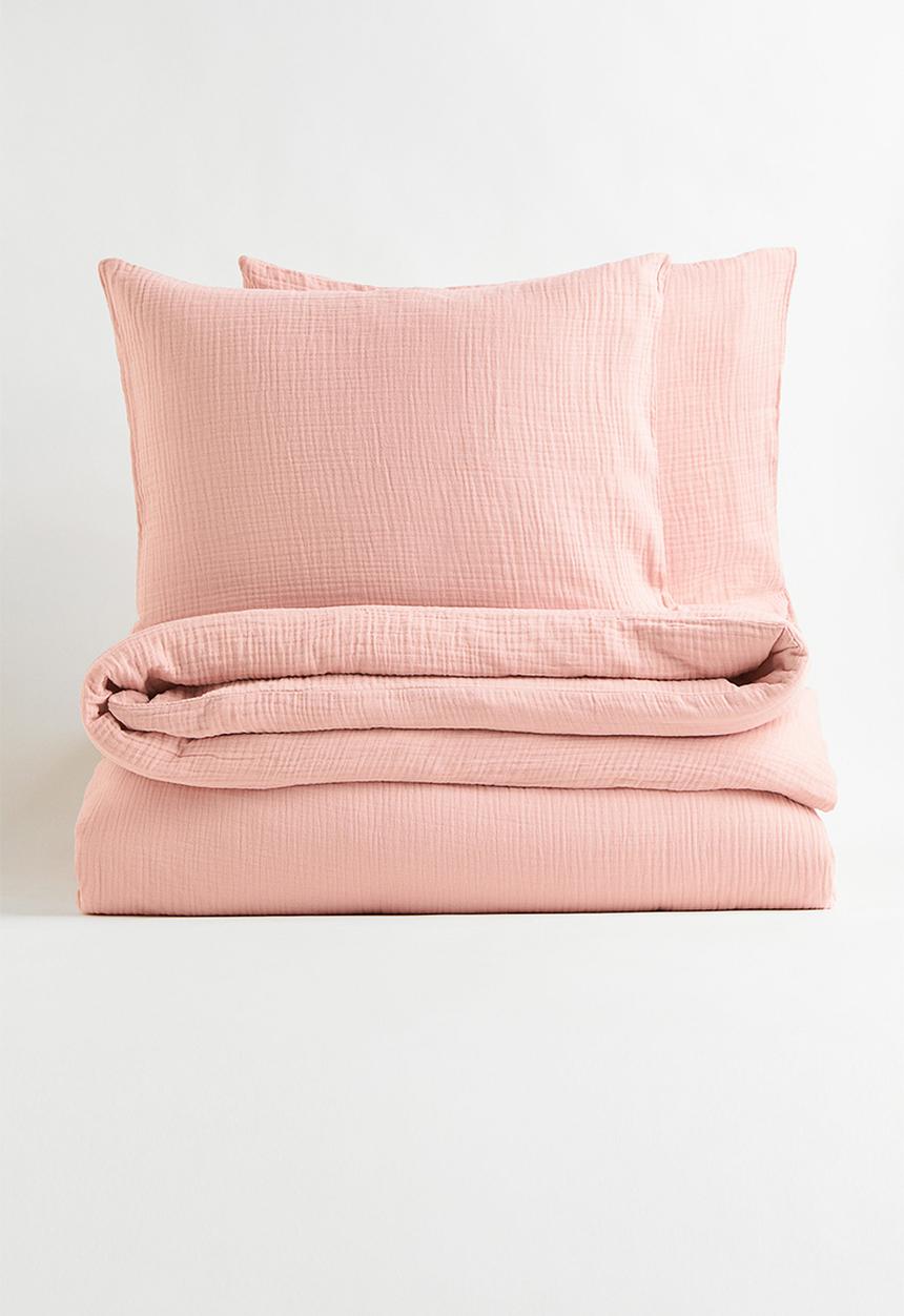 H&M - Muslin double/king duvet cover set - pink