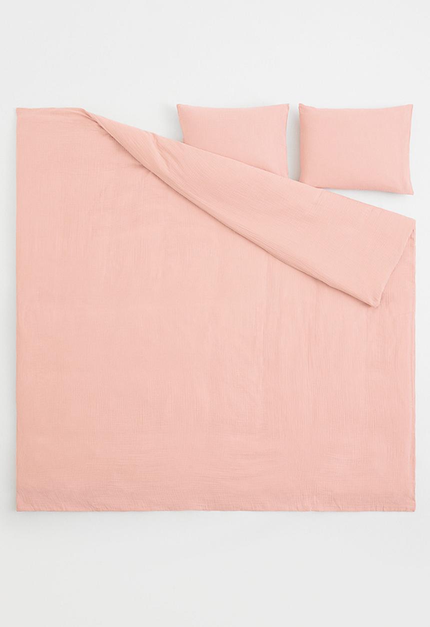 H&M - Muslin double/king duvet cover set - pink
