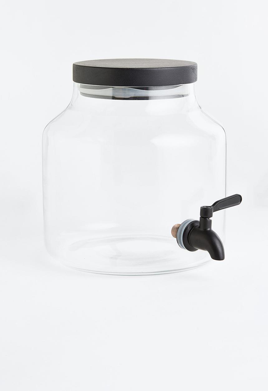 H&M - Glass dispenser with tap - black/transparent