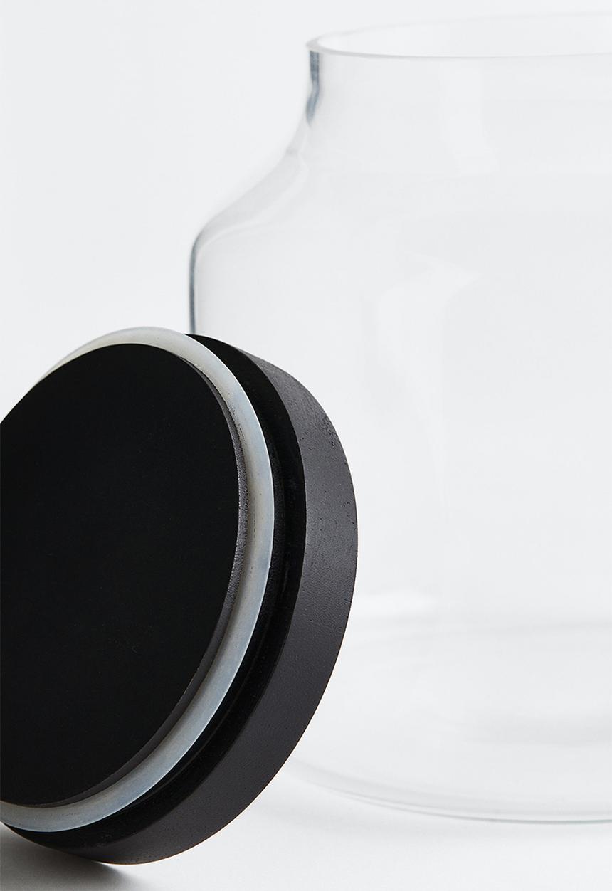 H&M - Glass dispenser with tap - black/transparent