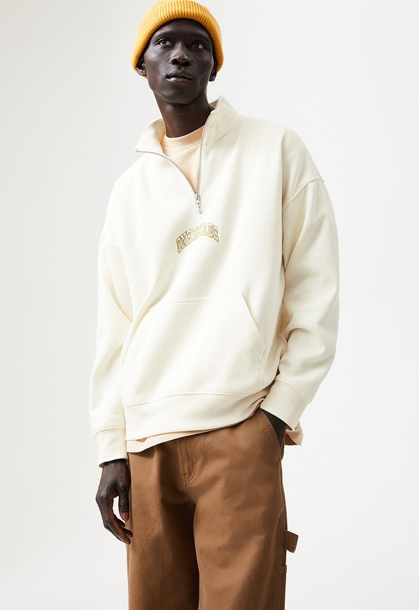 H&M - Oversized fit zip-top sweatshirt - cream/one decade
