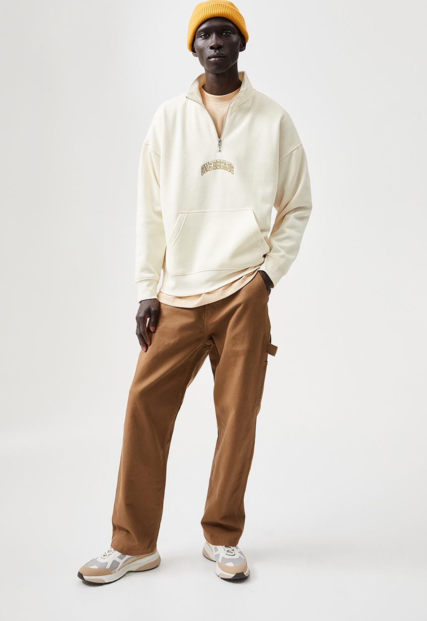 H&M - Oversized fit zip-top sweatshirt - cream/one decade