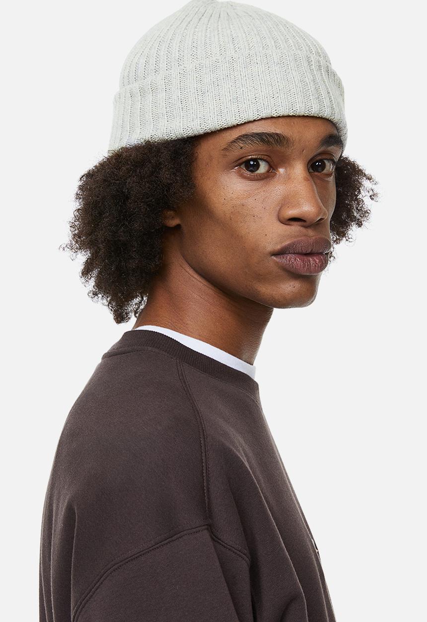 H&M - Rib-knit hat - light grey marl