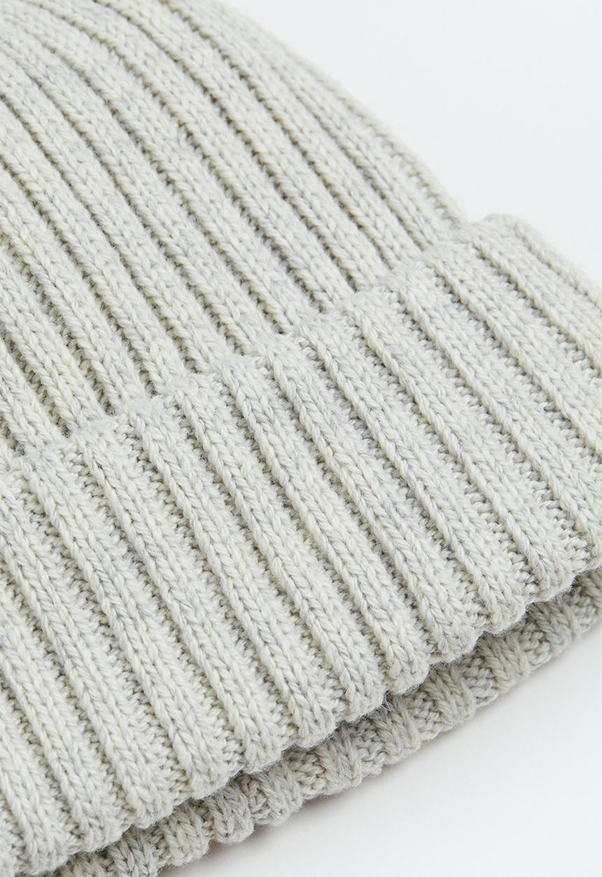 H&M - Rib-knit hat - light grey marl