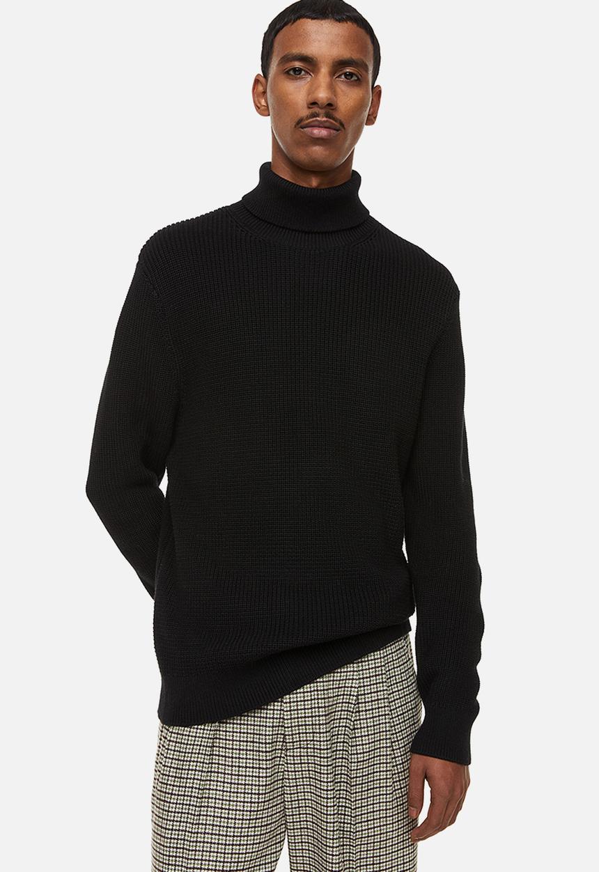 H&M - Regular fit polo-neck jumper - black