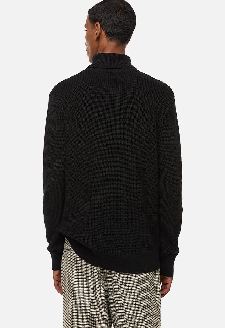 H&M - Regular fit polo-neck jumper - black