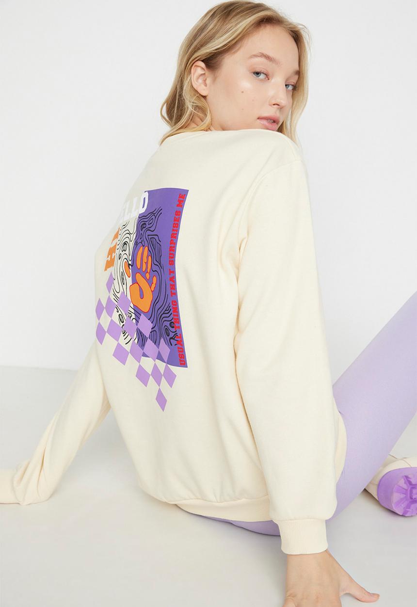 Trendyol - Thin fleece sweatshirt - beige
