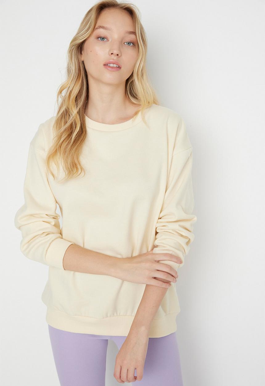 Trendyol - Thin fleece sweatshirt - beige