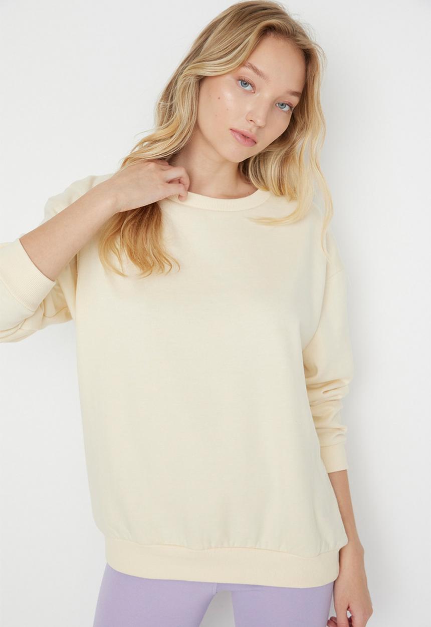 Trendyol - Thin fleece sweatshirt - beige