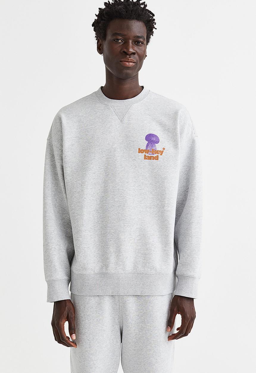 H&M - Oversized cotton sweatshirt - light grey marl/low-key land