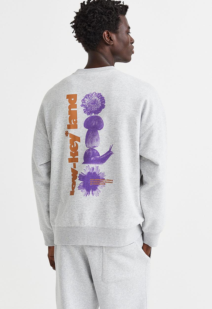 H&M - Oversized cotton sweatshirt - light grey marl/low-key land