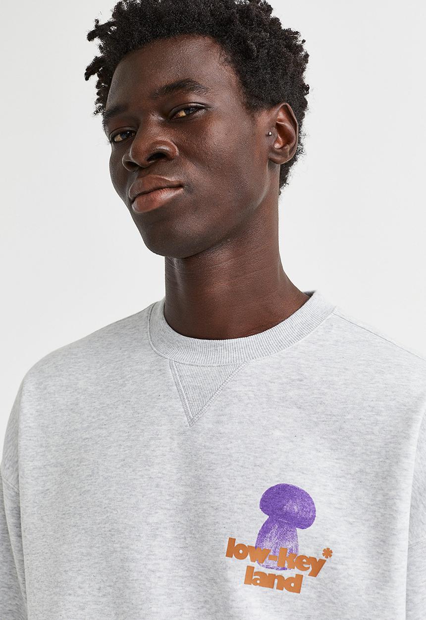 H&M - Oversized cotton sweatshirt - light grey marl/low-key land