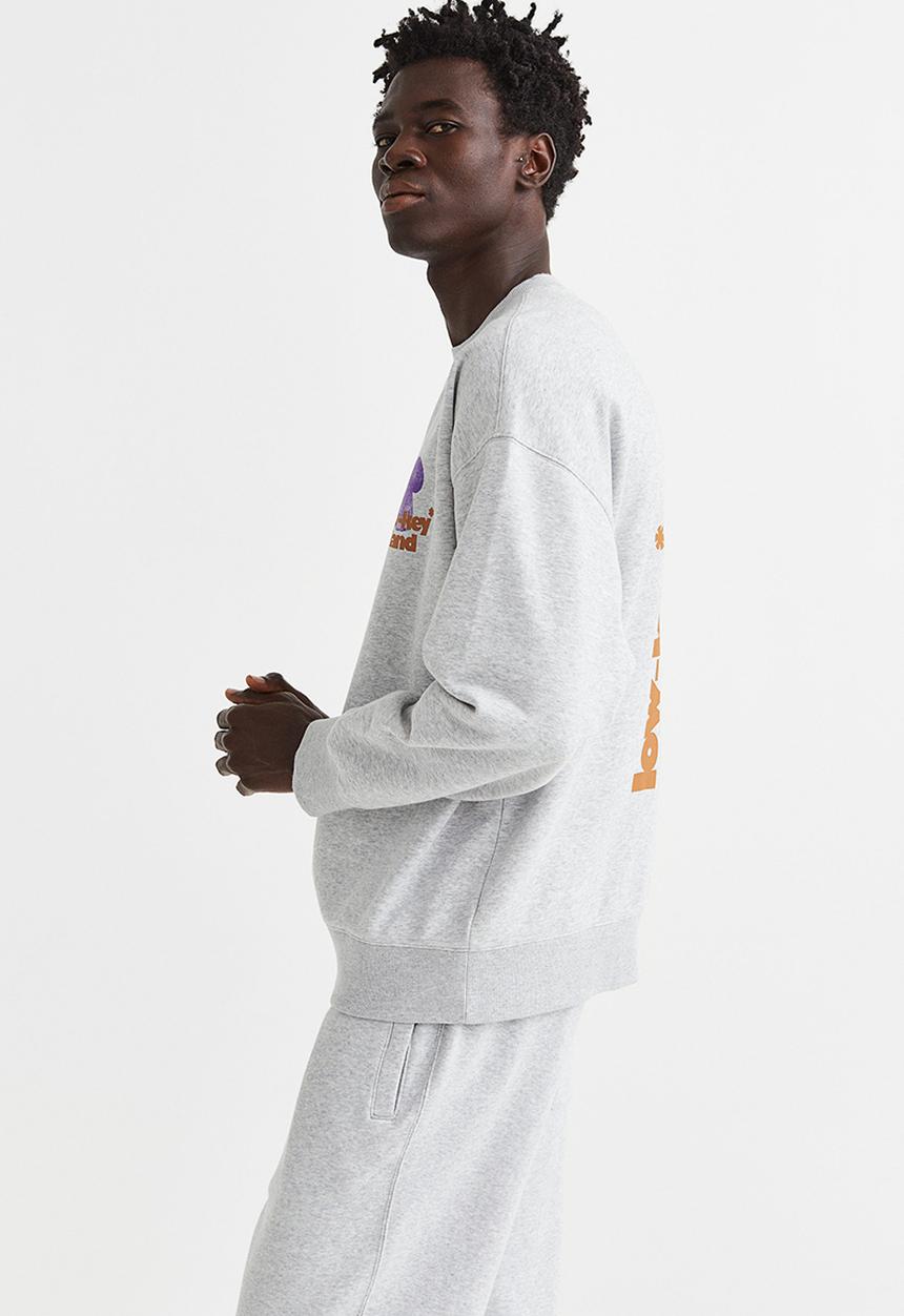 H&M - Oversized cotton sweatshirt - light grey marl/low-key land