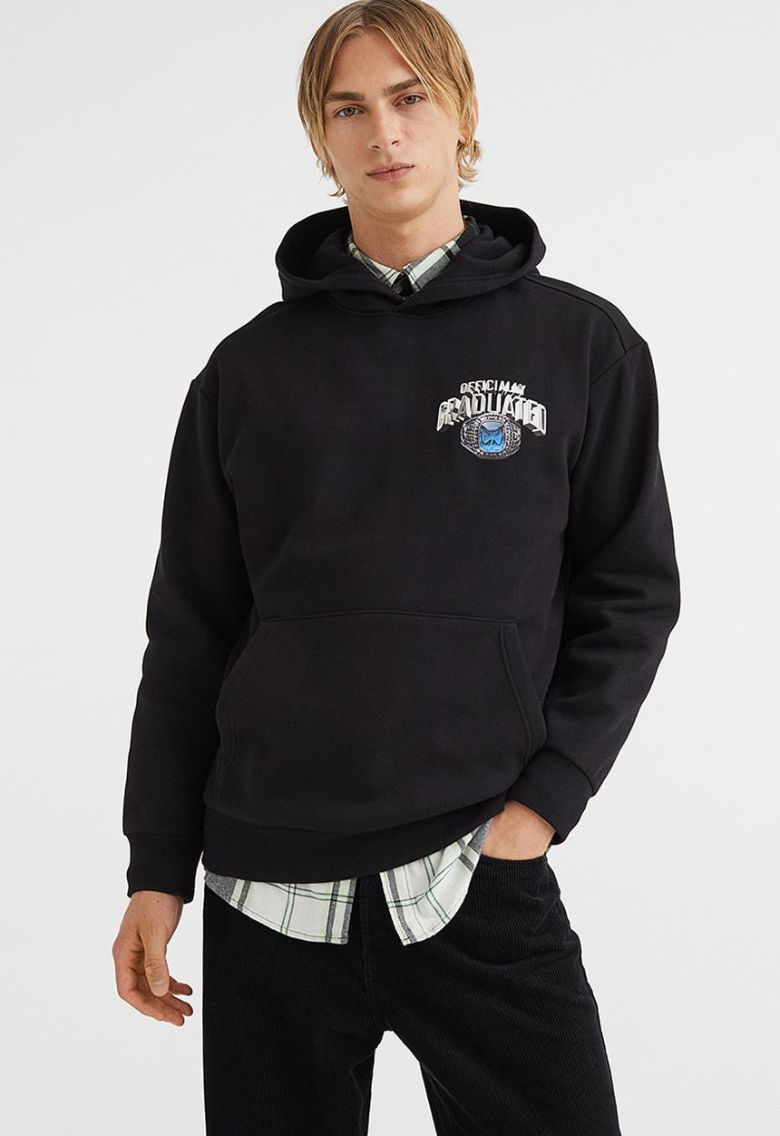 H&M - Relaxed fit hoodie - black/officially graduated