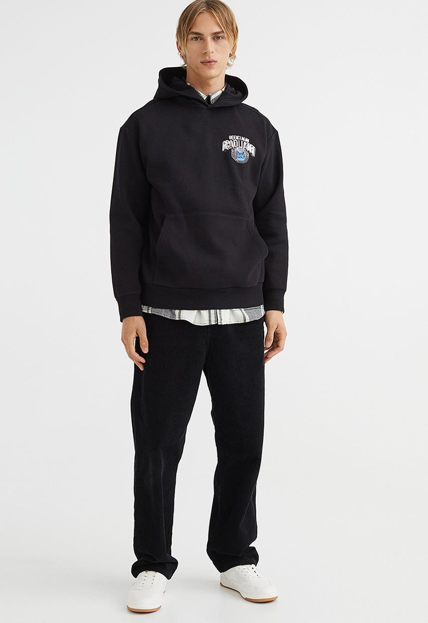 H&M - Relaxed fit hoodie - black/officially graduated