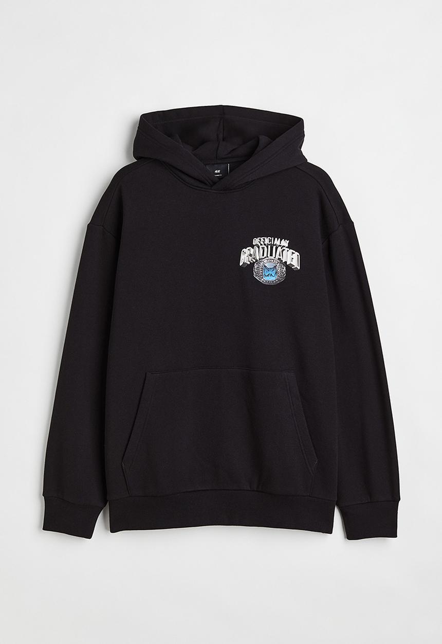 H&M - Relaxed fit hoodie - black/officially graduated