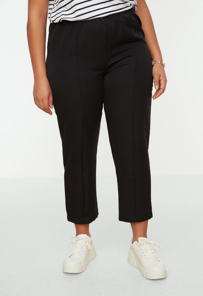 Trendyol - Plus elastic waist carrot fit woven trousers  - black
